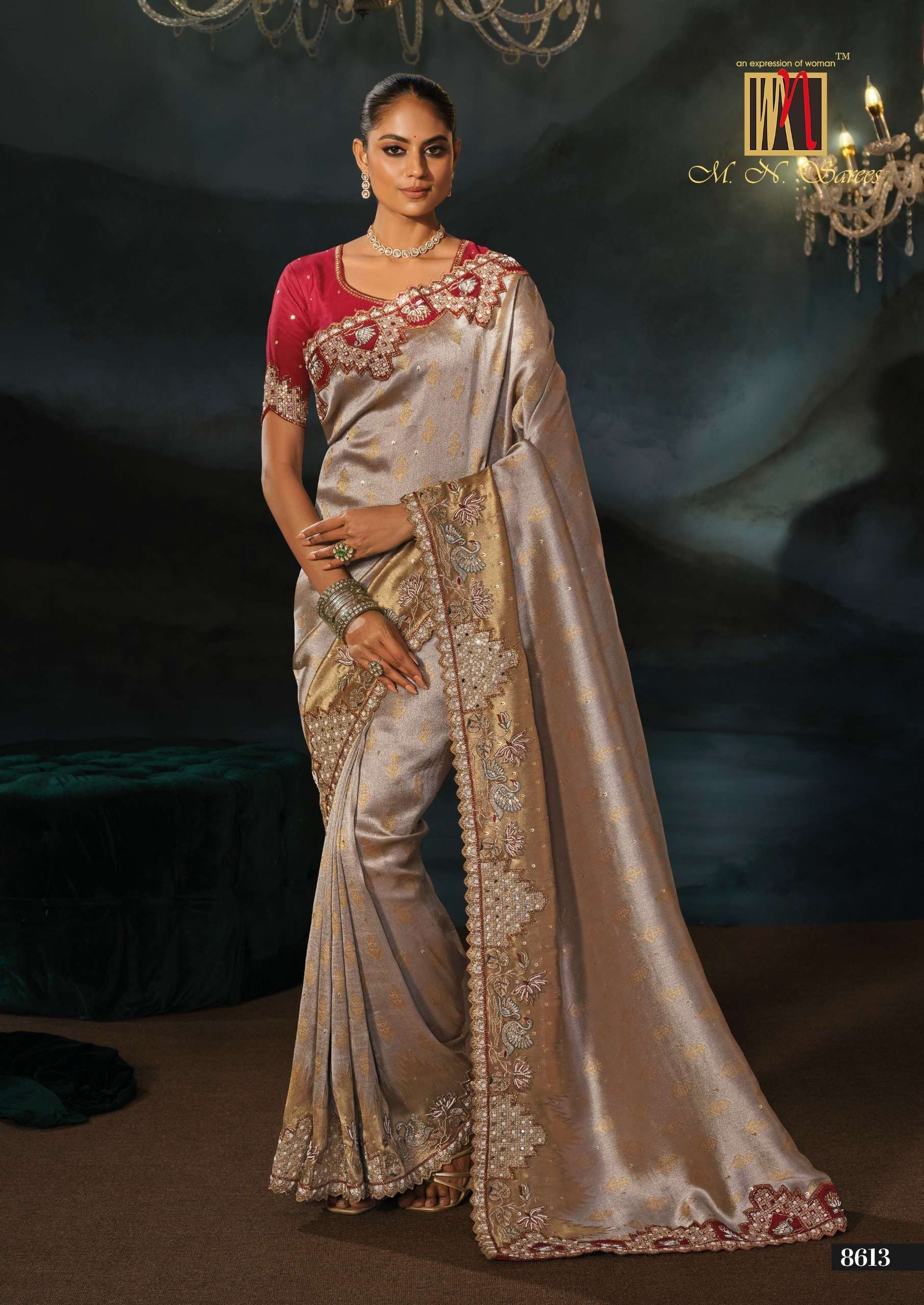 M N 8600 Series 8601 To 8613 the Royal and classic Heritage Collection saree wholesale in surat